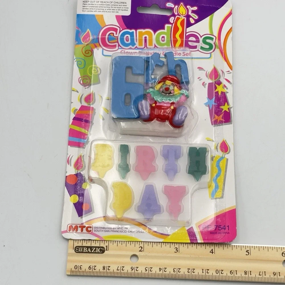 Vintage MTC Happy 6th Birthday Clown Candle Set‎ Circus Fun